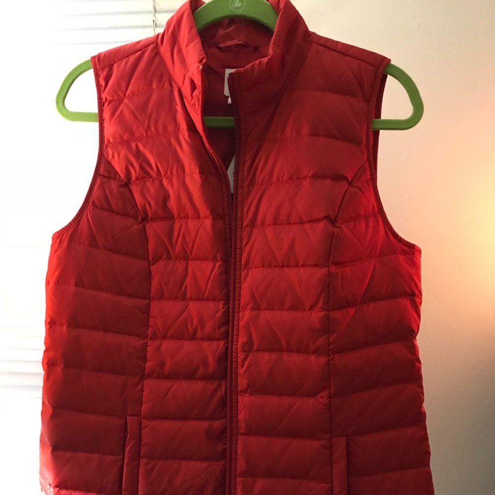 NWT J.Jill Red Hip Length Down Vest